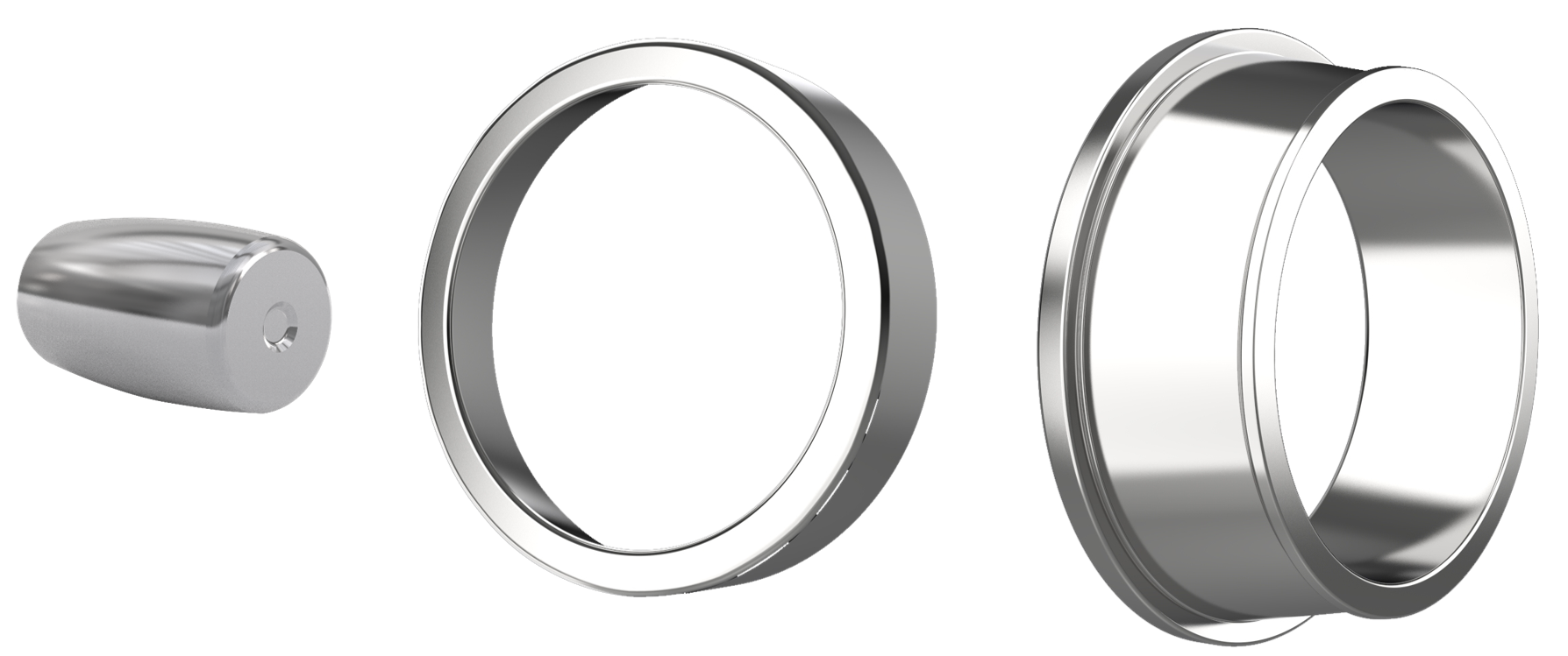 Medium-sized bearing inner and outer rings, rollers